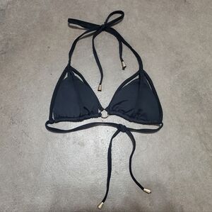 Black Gold Cage Strapped Bikini Top